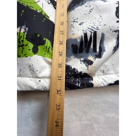 Mutu Snow Ski Coat Mens XL White Green Black Skull Abstract Detachable Hood - Picture 15 of 15